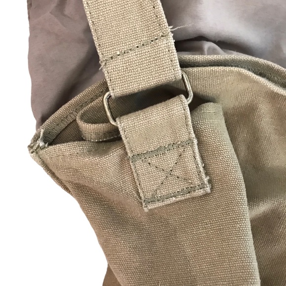 Tan brown 100% canvas 90s satchel snap closure medium boho hippie shoulder bag - Picture 4 of 8